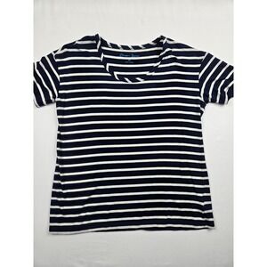 Draper James Navy White Stripe Short Sleeve Top Women XS Stretch Modal Tee